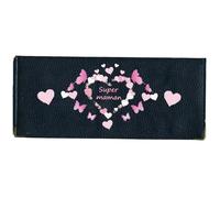 Porte chéquier long portefeuille noir porte carte motif Super Maman