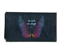 Porte chéquier porte carte, en cuir noir Je suis un ange