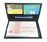 Porte chéquier talon en haut, cuir robuste, compact format portefeuille avec carte bancaire -Noir-LOLUNA®