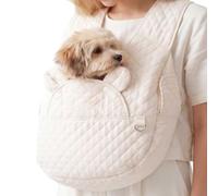 Porte-Chien ventral Sac Matelassé Respirant À Grande Capacité Et Ouverture | Porte-chien de poitrine pour petit chien Pour Camping Marche Conduite Sorties et Promenades Blanc