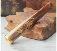 Porte-cigarette en corne de bœuf, compatible avec 7,5 mm et 5 mm, cartouche de filtre à charbon actif de 9 mm, adaptateur de filtre inclus (motif floral gravé)