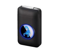 Porte Cigarettes avec Briquets Rechargeables USB, Créatif Graphique LED Boîte de Rangement de Cigarettes Électriques pour Femmes, Briquet Électrique Coupe Vent sans Flamme 2 en 1,Birthday Scorpionnoir