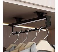 Porte Cintre Coulissant, Tringle Coulissante Penderie, Porte Pantalon Dressing, Organisateur Armoire Vetement, Porte-vêtements Extractible, Ceintre Rangement ( Color : Black , Size : 30cm/11.8inch )