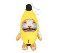 Porte-cl s en peluche chat banane qui pleure, joyeux et dr le, ornements en peluche pour b b (pleurer)