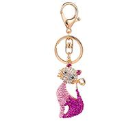 Porte Clé 1 Pièce Dessin Animé Strass Chaton Miaou Porte Clés Peut Aimer Couple Sac Pendentif Porte Clés Cercle Petit Cadeau, Rose Rouge