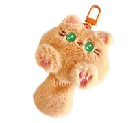 Porte-clé, 10 cm, Compagnon en peluche, Avec anneau pour porte-clés, trousseau de clés, Porte-clés en Peluche idéal comme Cadeau pour Hommes, Femmes et Enfants (Style chat orange)