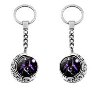 Porte Clé 2 Pièces De Zodiaque Lumineux Porte Clés Pendentif Double Face Rotatif En Métal Porte Clés Gémeaux