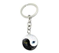 Porte Clé 2 Pièces Yin Yang Tai Chi Porte Clés Pendentif Temps Pierre Précieuse Pendentif En Verre Porte Clés S
