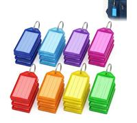 Porte tiquette 32Pcs, Porte Clés avec Étiquette Inscriptible et Fenêtre Transparente, 8 Couleurs Porte Clef avec Anneau pour Étuis à Clés, Bagage Valise, Bureau Hôtel Maison, Marque d'animaux