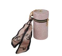 Porte vec strass pour rouge à lèvres - Mini pochette de voyage zippée pour femme, rose, S