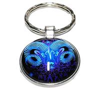 Porte Clé Bélier Bleu Métal Signe Astrologique Zodiaque astro clef voiture horoscope porteclef maison astrologie tropicale constellation symbole zodiac femme homme enfant fille garçon