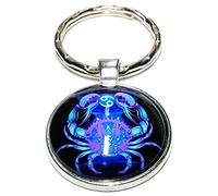 Porte Clé Cancer Bleu Métal Signe Astrologique Zodiaque clef astro horoscope voiture porteclef symbole astrologie maison cadeau anniversaire homme femme garçon fille fête mères mamans pères papas