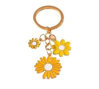 Porte-clé Charm Cute Enamel Daisy Flower Keychain For Women DIY Handbag Pendant Car Key Ring Holder Souvenir Trinket(Black)