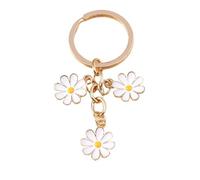 Porte-clé Charm Cute Enamel Daisy Flower Keychain For Women DIY Handbag Pendant Car Key Ring Holder Souvenir Trinket(Ivory)