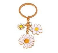 Porte-clé Charm Cute Enamel Daisy Flower Keychain For Women DIY Handbag Pendant Car Key Ring Holder Souvenir Trinket(Green)