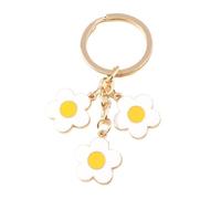 Porte-clé Charm Cute Enamel Daisy Flower Keychain For Women DIY Handbag Pendant Car Key Ring Holder Souvenir Trinket(GRAY)