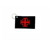 Porte Cle Cles Clef Brode Patch Ecusson Drapeau Templier Croix De Jerusalem R1