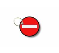 Porte Cle Cles Clef Brode Patch Ecusson Sens Interdit Danger