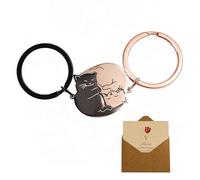 Porte Clé Couple, 2 Porte-Clés de Chat Cadeaux Romantiques pour Lui et Ses Cadeaux Mignons pour la Petite Amie et le Petit Ami Cadeaux D'amour pour la Saint-Valentin Fiançailles de Mariage et Noël