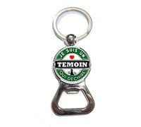 Porte-clé décapsuleur 'Témoin qui déchire' - idée originale, annonce mariage, demande, EVJF/EVG Vert