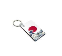 Porte-clé en bois Art Japonais Vague Manga Design Koi Poissons Carpe Retro Japan Wave Samourai Paysage Chine Ref 6
