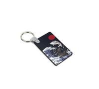 Porte-clé en bois Art Japonais Vague Manga Design Koi Poissons Carpe Retro Japan Wave Samourai Paysage Chine Ref 11