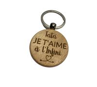 Porte clé en bois gravé "Tata je t'aime à l'infini" idée cadeau-anniversaire-fête-noël-tonton-marraine-soeur-cadeau femme