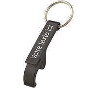 Porte clé en métal couleur Alu décapsuleur personnalisable - Gravure Laser Noir