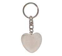 Porte-Clé en Pierre et Métal en Forme de Cœur/Dimensions : 7,5 x 3 cm. (blanc)