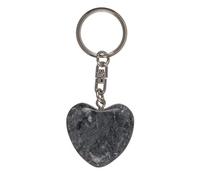 Porte-Clé en Pierre et Métal en Forme de Cœur/Dimensions : 7,5 x 3 cm. (gris foncé)