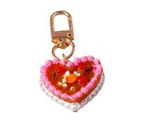 Porte Clé Femme Cute Food Keychain Resin Love Heart Cake Charms Keyrings For Women Men Car Key Handbag Pendant Chains DIY Accessories(GRAY)