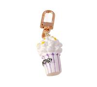 Porte Clé Femme Cute Food Keychain Resin Love Heart Cake Charms Keyrings For Women Men Car Key Handbag Pendant Chains DIY Accessories(Beige)