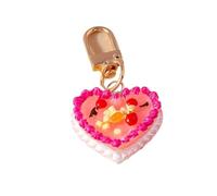Porte Clé Femme Cute Food Keychain Resin Love Heart Cake Charms Keyrings For Women Men Car Key Handbag Pendant Chains DIY Accessories(Red)