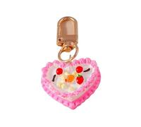 Porte Clé Femme Cute Food Keychain Resin Love Heart Cake Charms Keyrings For Women Men Car Key Handbag Pendant Chains DIY Accessories(Black)