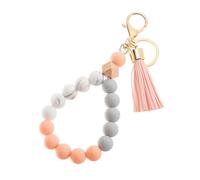 Porte Clé Femme Lot de 5 porte-clés pompon en silicone avec perles, fermoir, pendentif, bracelet, bijoux for femmes(Color 6)