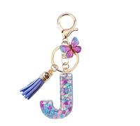 Porte Clé Femme Nom Lettre Initiale Porte Clef Femme Porte-Clés Fille Keychain Alphabet Papillon Porte Clé Violet Voiture Cadeaux Copines