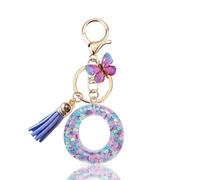 Porte Clé Femme Nom Lettre Initiale Porte Clef Femme Porte-Clés Fille Keychain Alphabet Papillon Porte Clé Violet Voiture Cadeaux Copines