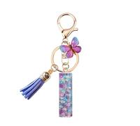 Porte Clé Femme Nom Lettre Initiale Porte Clef Femme Porte-Clés Fille Keychain Alphabet Papillon Porte Clé Violet Voiture Cadeaux Copines