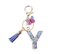 Porte Clé Femme Nom Lettre Initiale Porte Clef Femme Porte-Clés Fille Keychain Alphabet Papillon Porte Clé Violet Voiture Cadeaux Copines