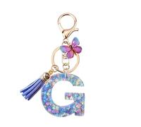 Porte Clé Femme Nom Lettre Initiale Porte Clef Femme Porte-Clés Fille Keychain Alphabet Papillon Porte Clé Violet Voiture Cadeaux Copines