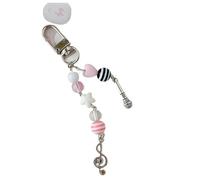 Porte Clé Femme Phone Charms Pink Guitar Radio Keychain Microphone Pendant Key Ring Bag Lanyard Cute Accessory For Girls Women Jewelry(K-microphone-B)