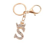 Porte clé femme Porte-clés pour fille Porte clés avec lettre Porte-clés en strass Cadeau pour femme or porte clef femme (Lettre S)