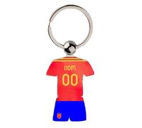 Porte Clé Football Espagne Maillot Domicile 2024 Personnalisable avec Nom et Numéro