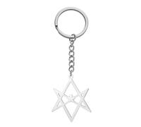 Porte Clé Hexagramme Unicursal Symbol Porte-clés étoile à 6 branches Occulte Satanique Religion Talisman pour femmes hommes (argent)