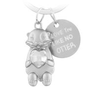 Porte Clé Loutre Otter Tenant un Cœur Métal Mignon Pendentif Loutre Ornements Animé Animal Porte Bonheur Je t'aime Porte-Clés de Voiture Anniversaire pour Couples Petite Amie Famille Transparent