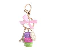 Porte Clé Macaron, Porte Clef Tour Eiffel Tour De Voiture Porte-clés Sac Bourse Pendentif pour Femmes Rose Sac Charmes(mauve)