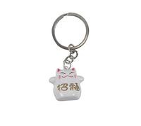 Porte-clé Maneki Neko Japonais Blanc à grelot