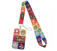 Porte clé mario lanière tour de cou badge jeu vidéo porte clé luigi spermario accessoire pour carte ecole cantine travail