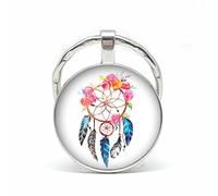 Porte Clé Métal Attrape Rêve et Fleurs porteclef maison clef voiture cadeau anniversaire homme femme enfant garçon fille fête des mères mamans pères papas