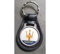 Porte Clé Métal Cuir Masérati Logo Sportive Italienne Auto Gris
